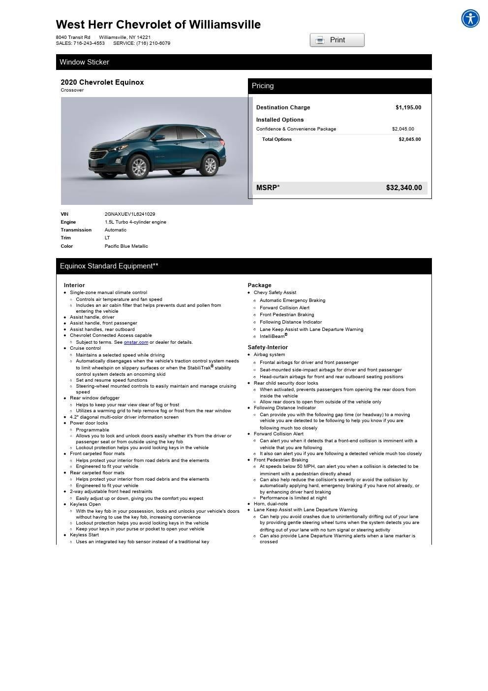 Used 2020 Pacific Blue Metallic Chevrolet LT image 5