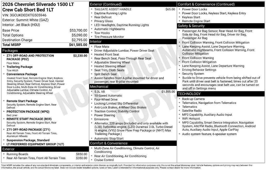 New 2026 White Chevrolet LT image 38