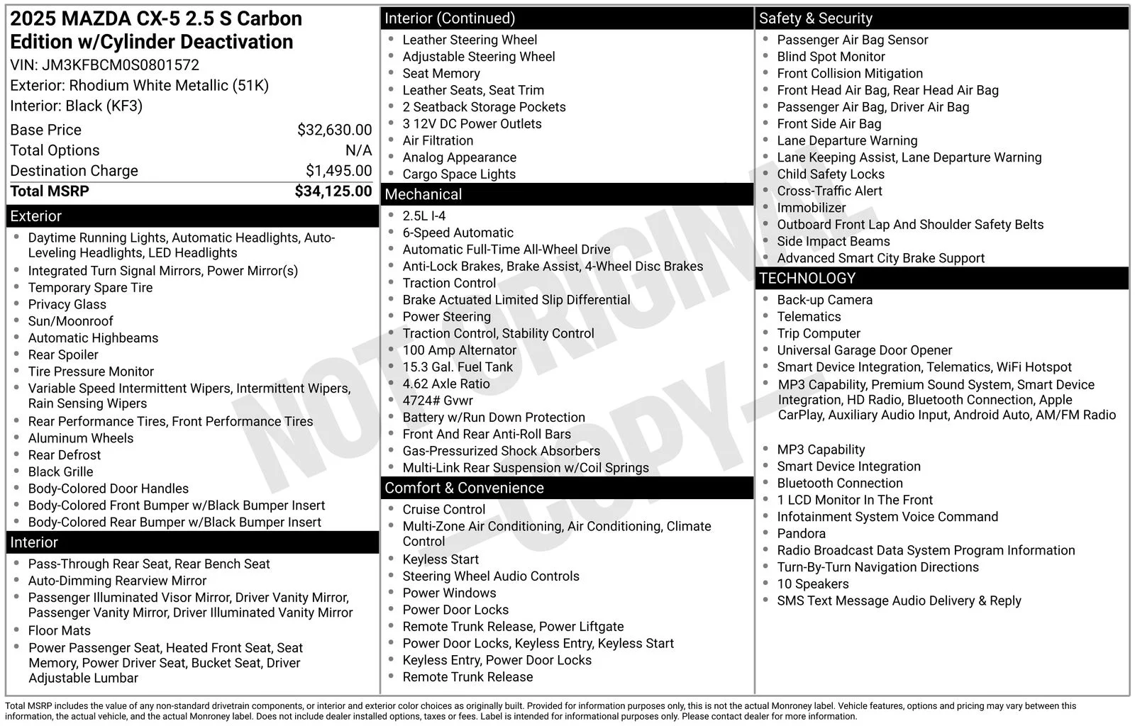 Certified Used 2025 Rhodium White Metallic Mazda 2.5 S Carbon Edition image 25