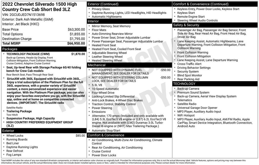 Used 2022 DARK ASH METALLIC Chevrolet High Country image 7