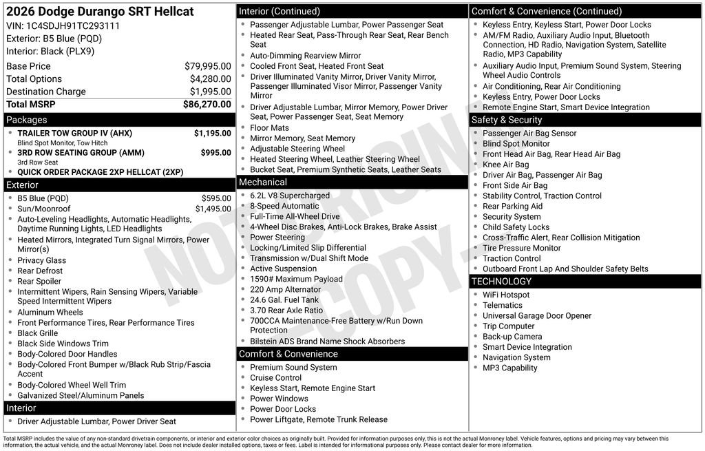 New 2026 B5 Blue Exterior Paint Dodge SRT Hellcat image 3