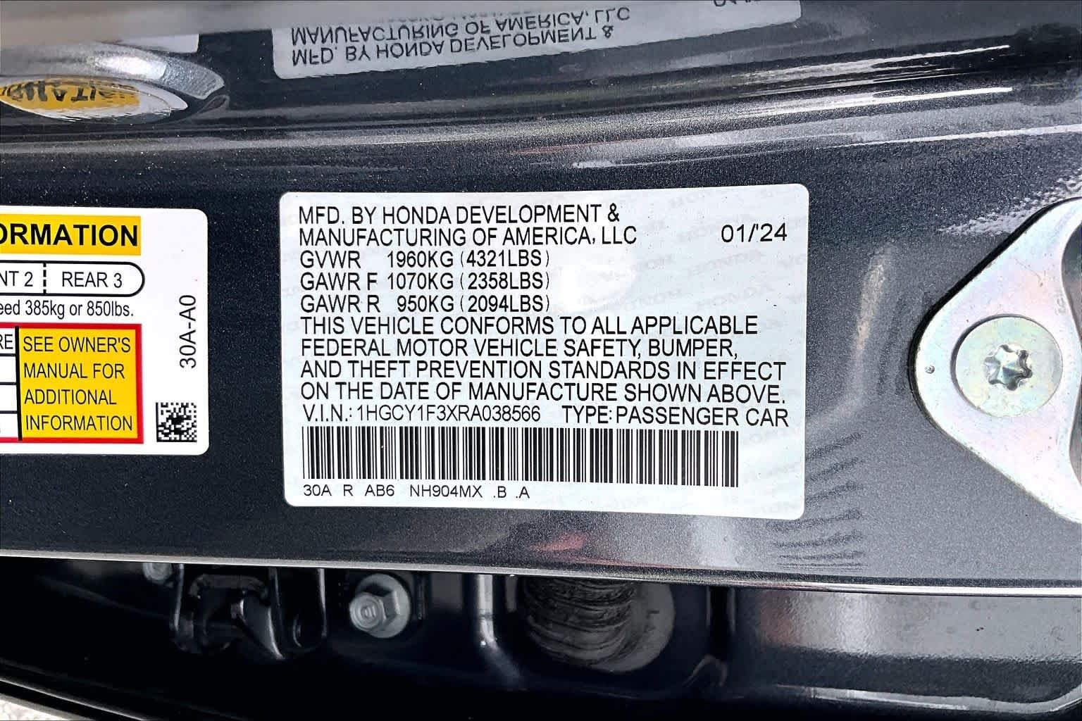 Used 2024 Meteorite Gray Metallic Honda EX image 34