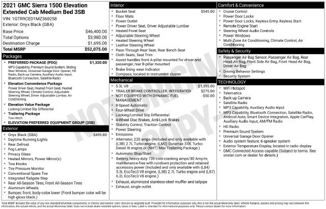 Used 2021 Onyx Black GMC Elevation image 1