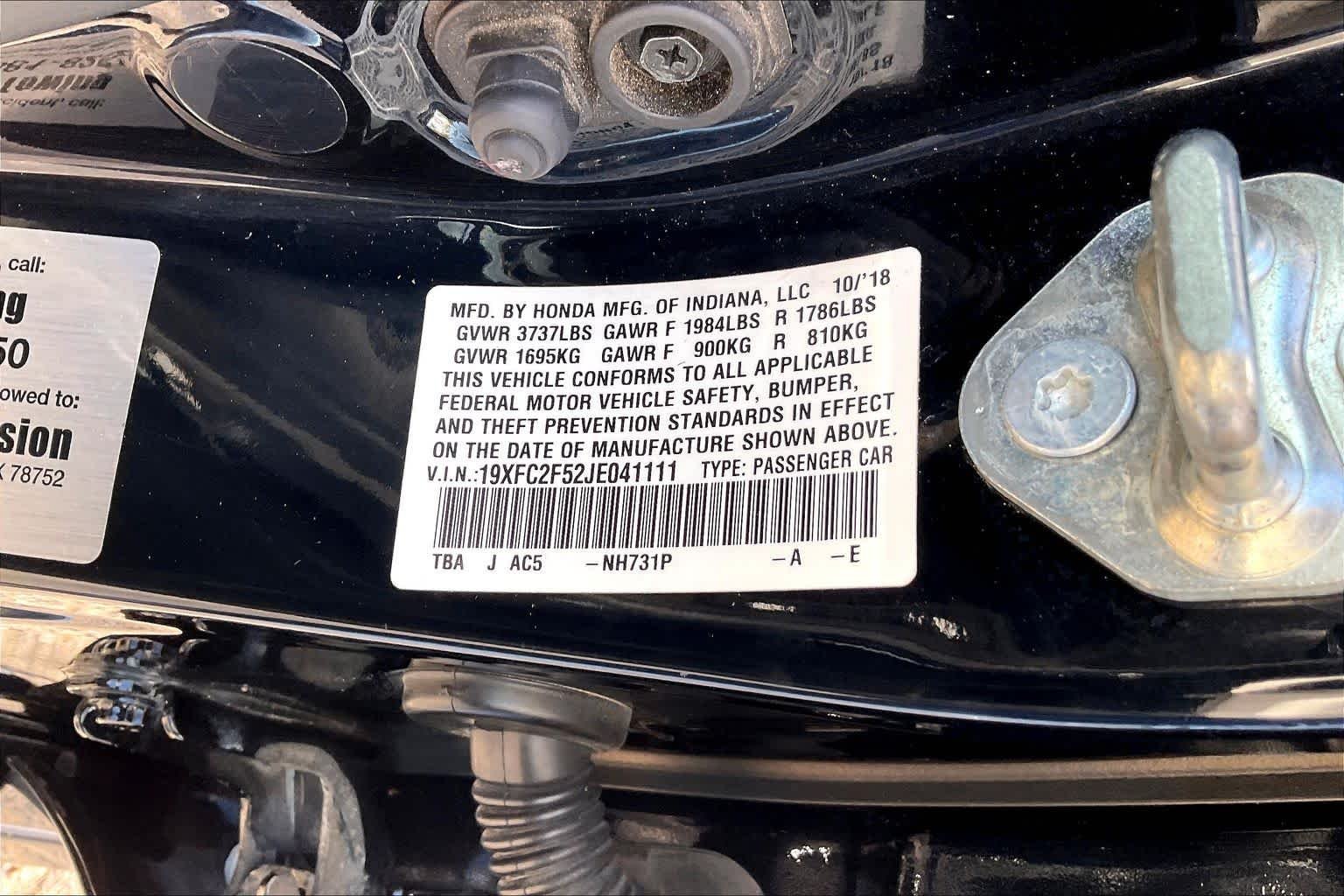 Used 2018 Crystal Black Pearl Honda LX image 33