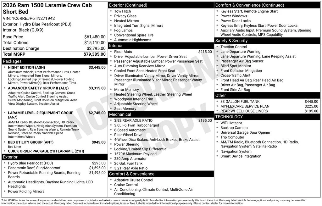New 2026 Hydro Blue Pearl-Coat Exterior Paint RAM Laramie image 7