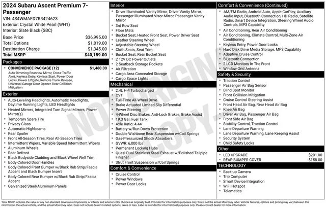 Used 2024 White Subaru Premium image 40