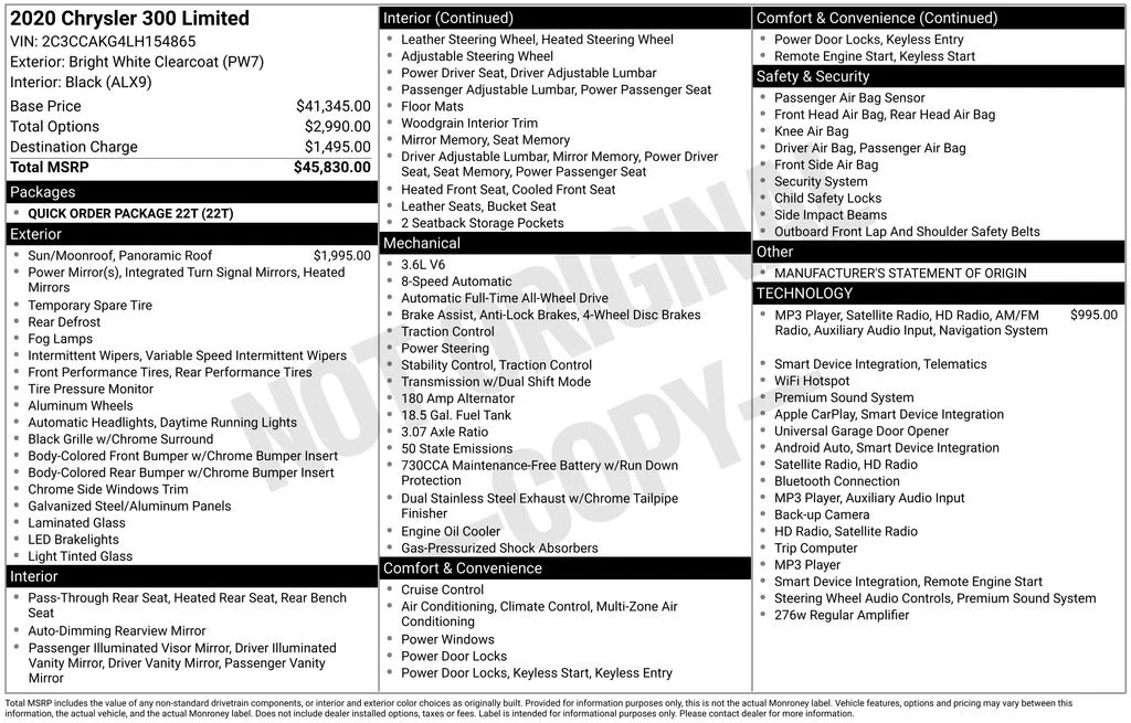 Used 2020 Chrysler 300 Limited with VIN 2C3CCAKG4LH154865 for sale in Redlands, CA