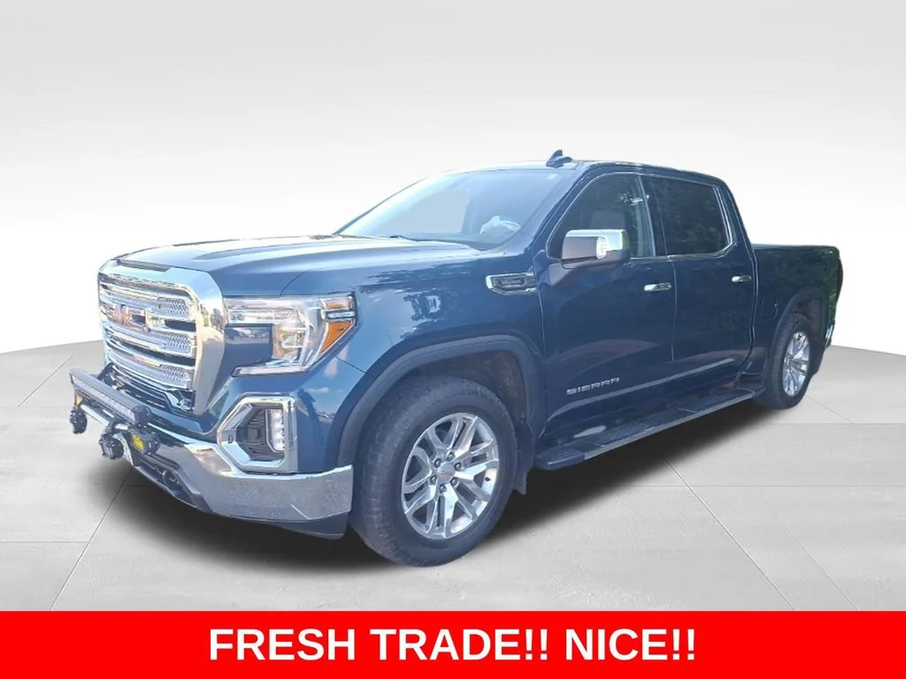 Used 2021 PACIFIC BLUE METALLIC GMC SLT image 1