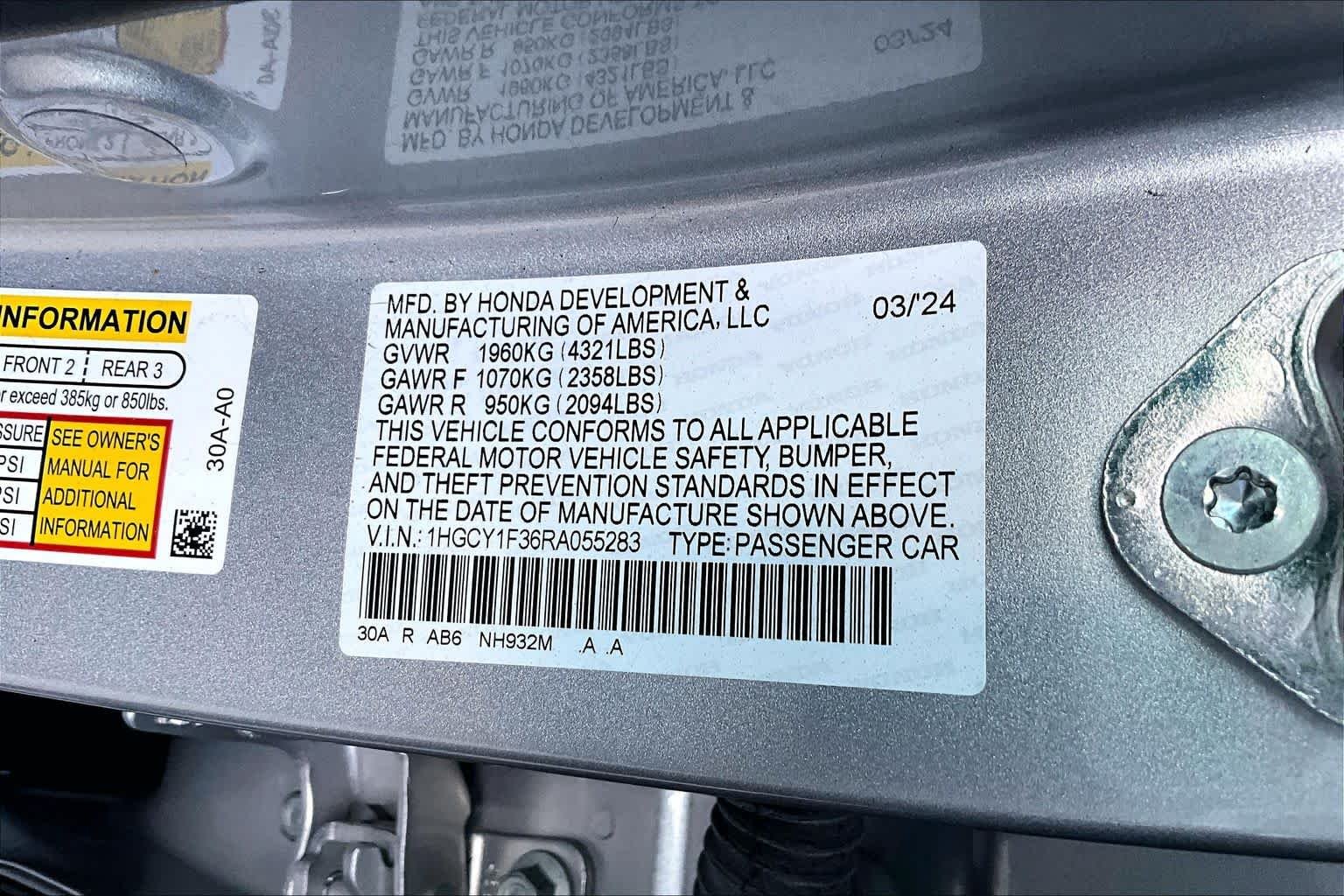 Used 2024 Solar Silver Metallic Honda EX image 30