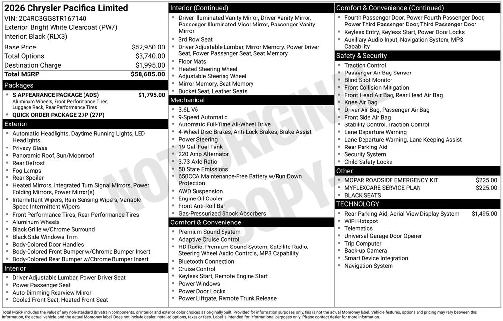 New 2026 Bright White Clear-Coat Exterior Paint Chrysler Limited image 6