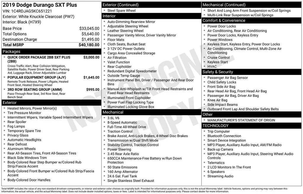 Used 2019 White Knuckle Clearcoat Dodge SXT Plus image 2