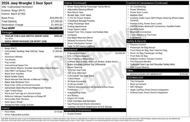 New 2026 Reign Exterior Paint Jeep Sport image 2