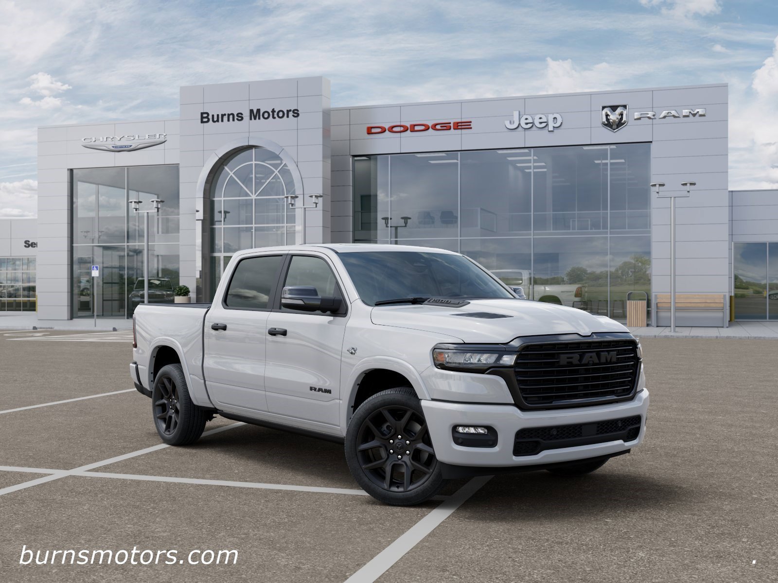 New 2026 Bright White Clear-Coat Exterior Paint Ram Laramie Night Edition image 5