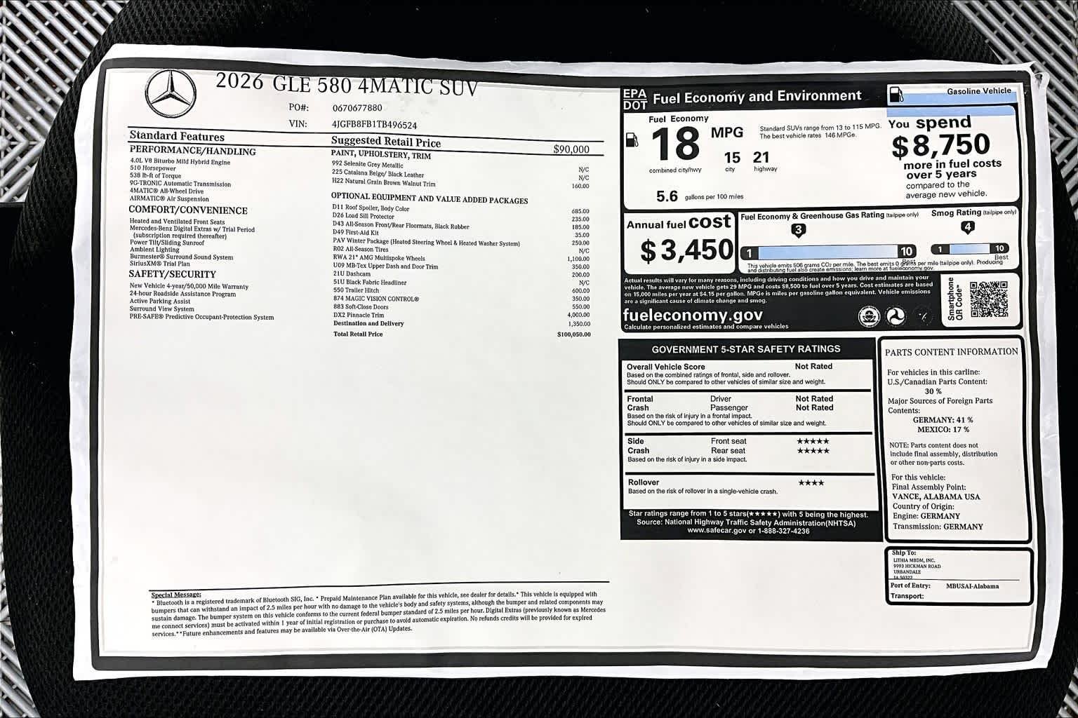 New 2026 Selenite Grey Metallic Mercedes-Benz GLE 580 image 26