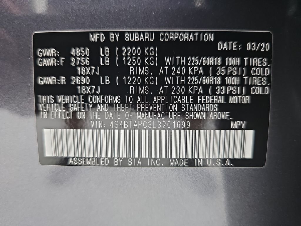 Used 2020 Magnetite Gray Metallic Subaru Touring image 57