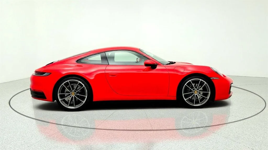 Used 2020 Guards Red Porsche Carrera Coupe w/ Classic Wheels, Bose Audio, LCA & Cooled Seats image 4