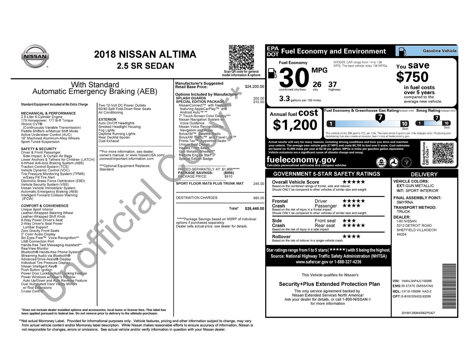 Used 2018 Nissan Altima SR with VIN 1N4AL3AP4JC155066 for sale in North Olmsted, OH