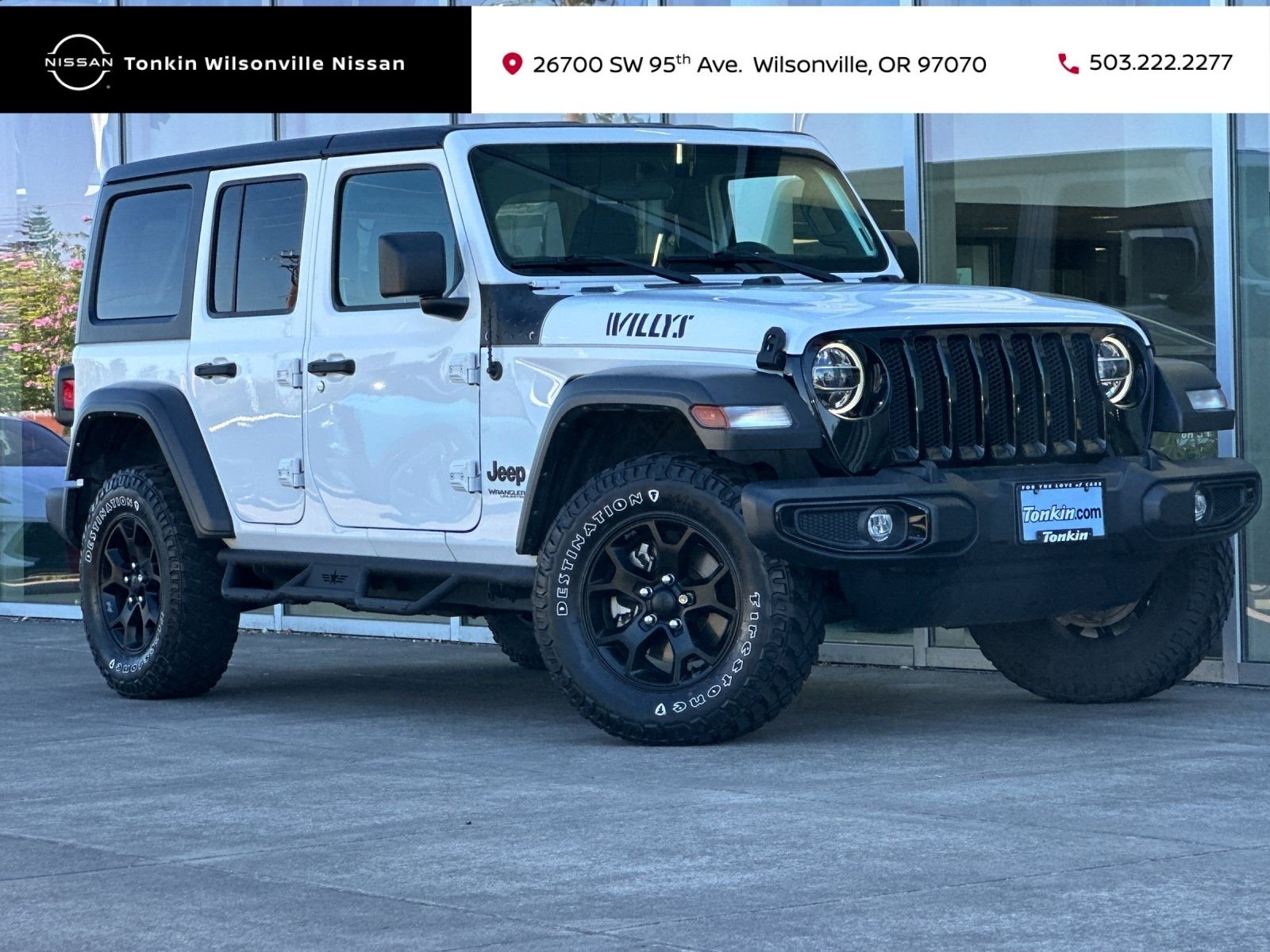 Used 2022 Bright White Clearcoat Jeep Unlimited Willys image 1