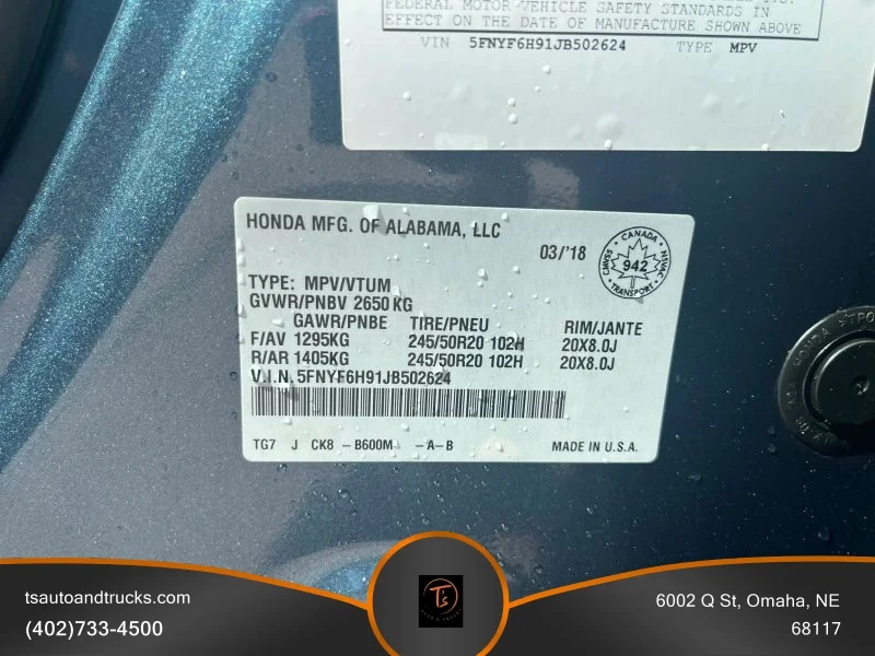 Used 2018 Blue Honda Touring Sport Utility 4D image 28