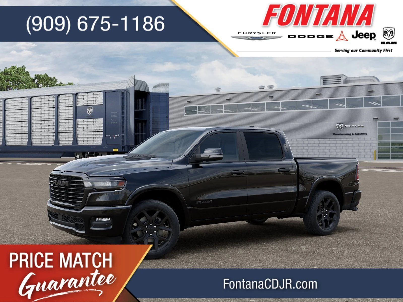 New 2026 Diamond Black Crystal Pearl-Coat Exterior Paint RAM Laramie image 1