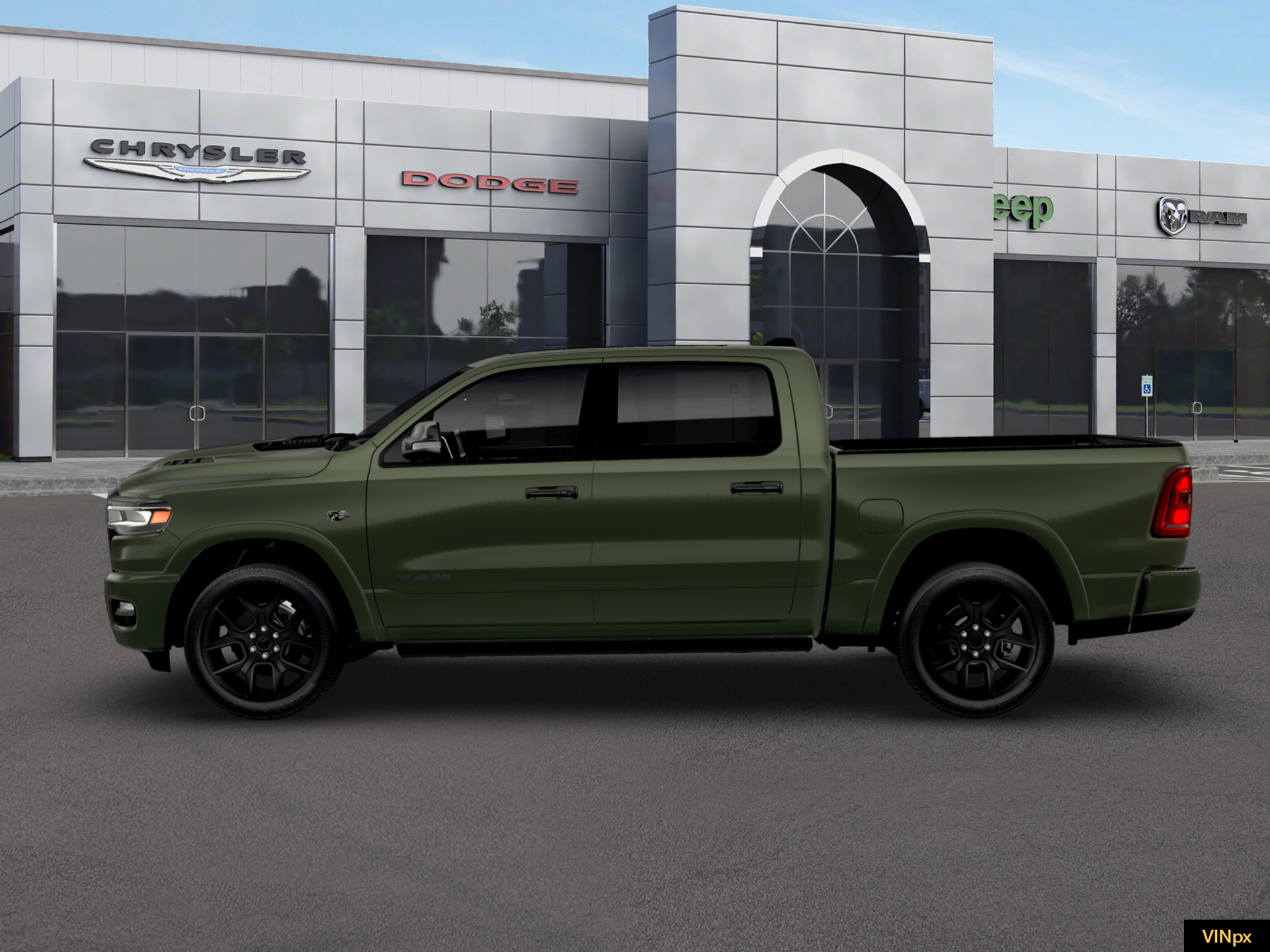 New 2026 Serrano-Green Metallic Exterior Paint RAM Laramie Crew Cab 4x4 57