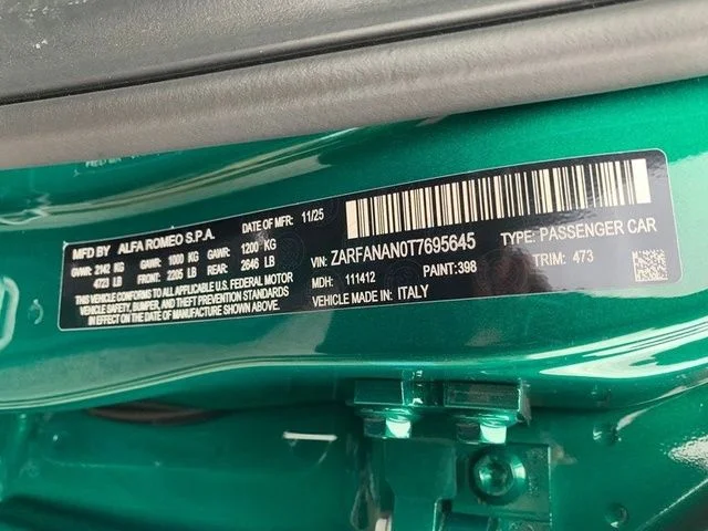 New 2026 Verde (Green) Fangio MetallicExterior Paint Alfa Romeo Veloce AWD image 20