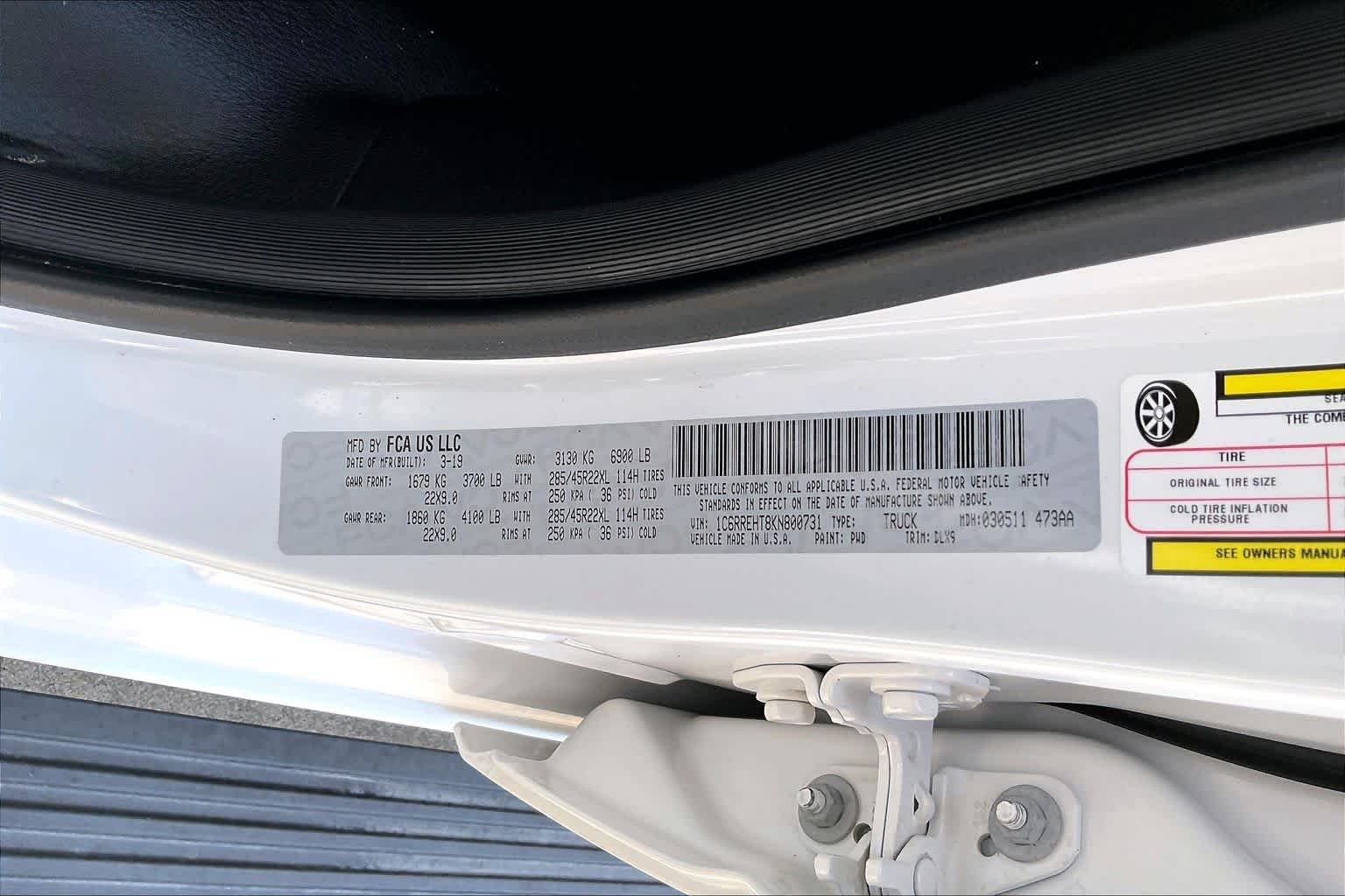 Used 2019 Ivory White Tri-Coat Pearlcoat Ram Limited image 35