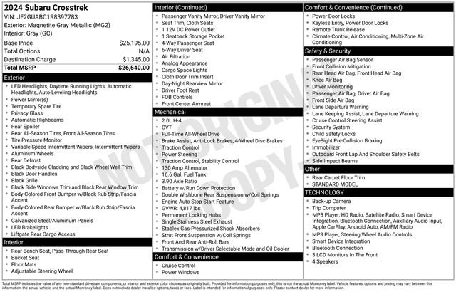 Used 2024 Gray Metallic Subaru Base image 2