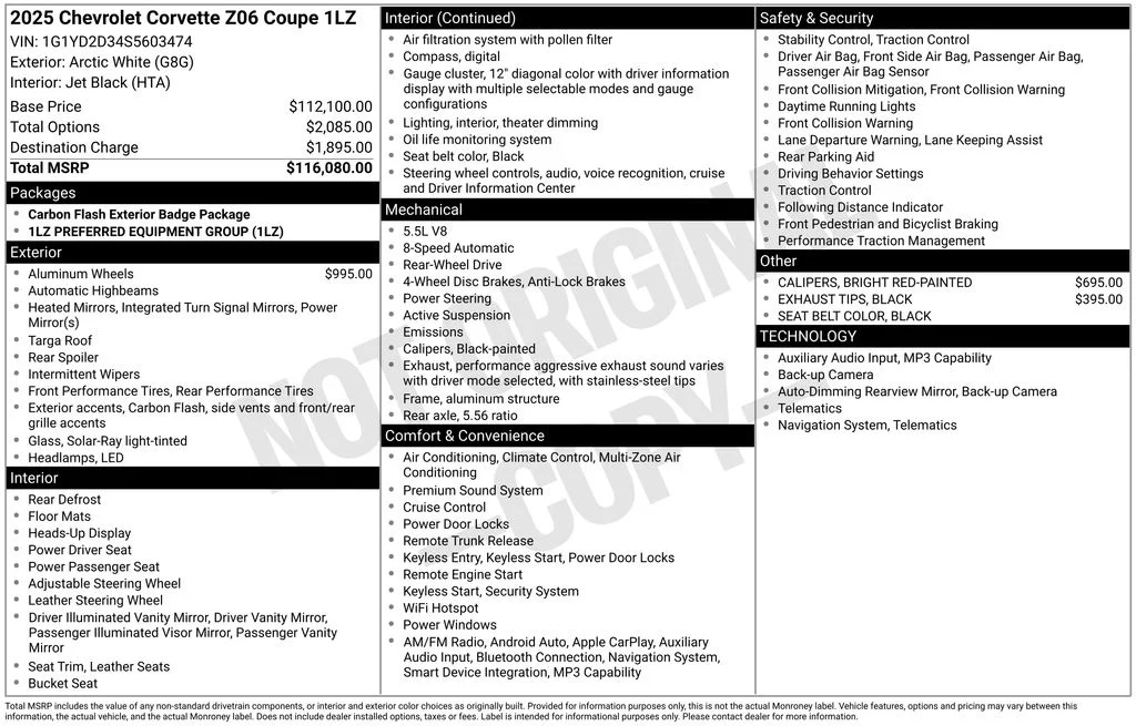 Used 2025 White Chevrolet Z06 image 33