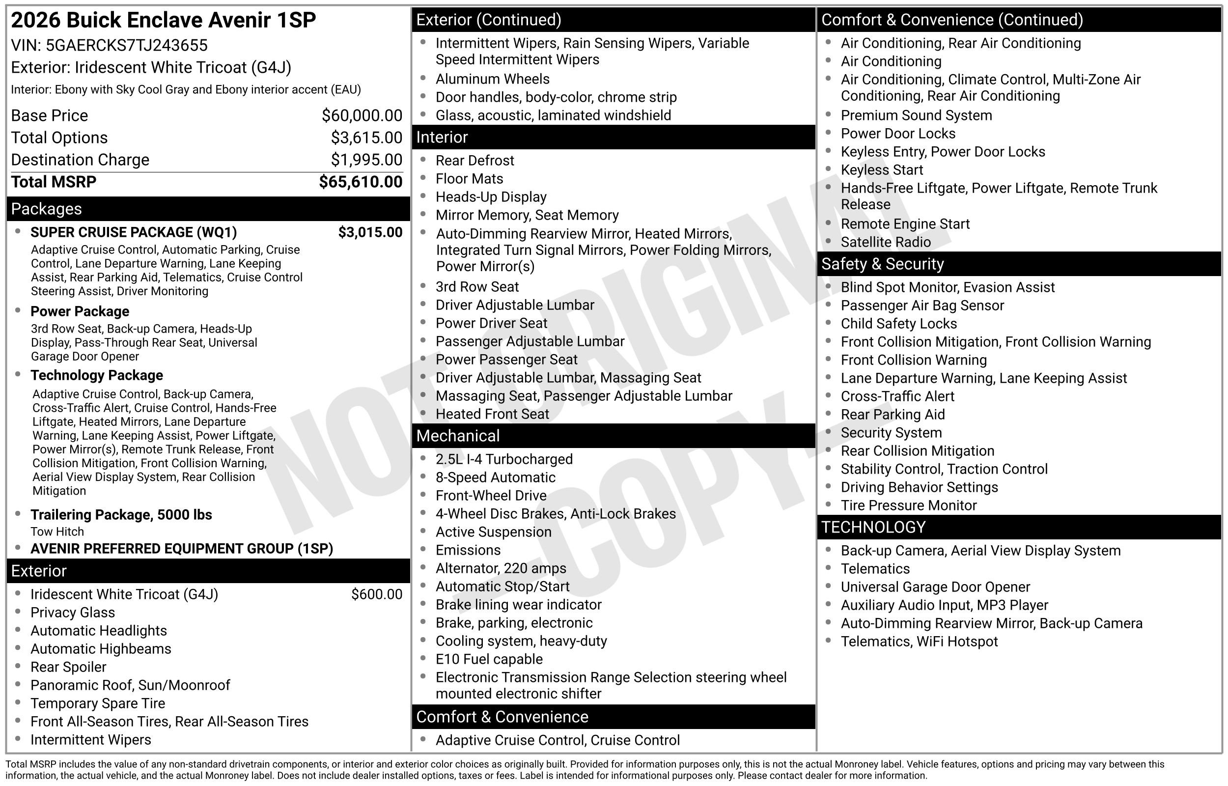 New 2026 Iridescent White Tricoat Buick Avenir image 49