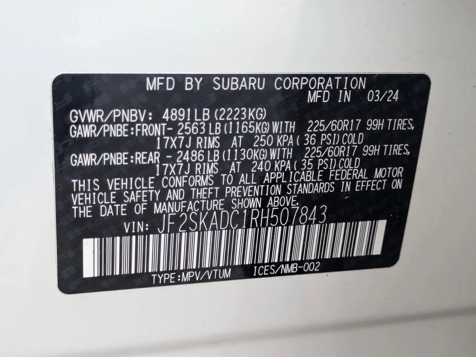 Used 2024 Crystal White Pearl Subaru Premium image 25