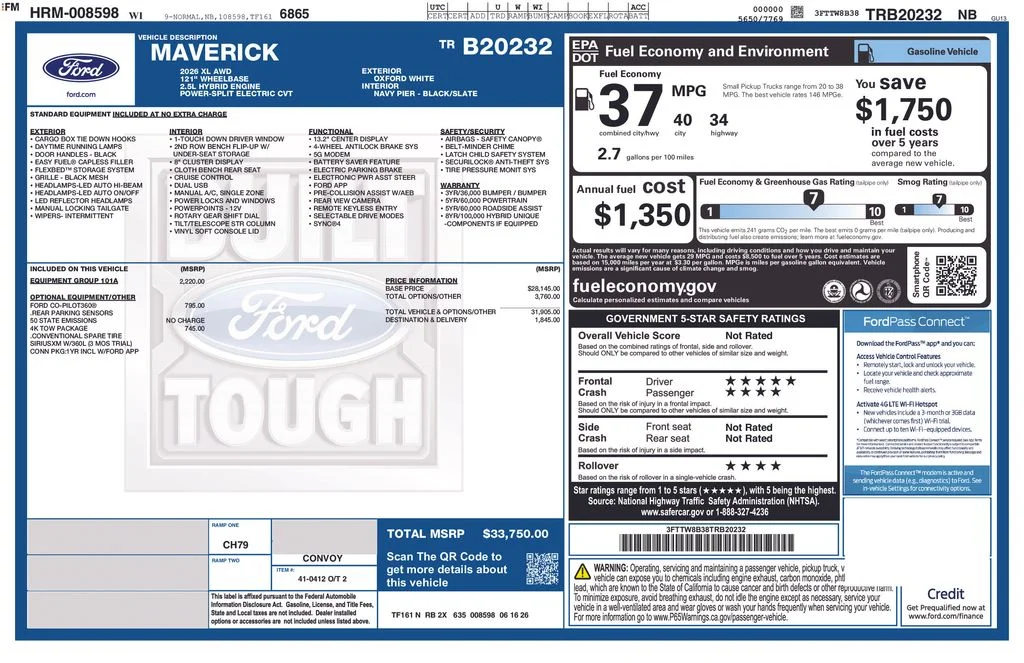 New 2026 Oxford White Ford XL image 7