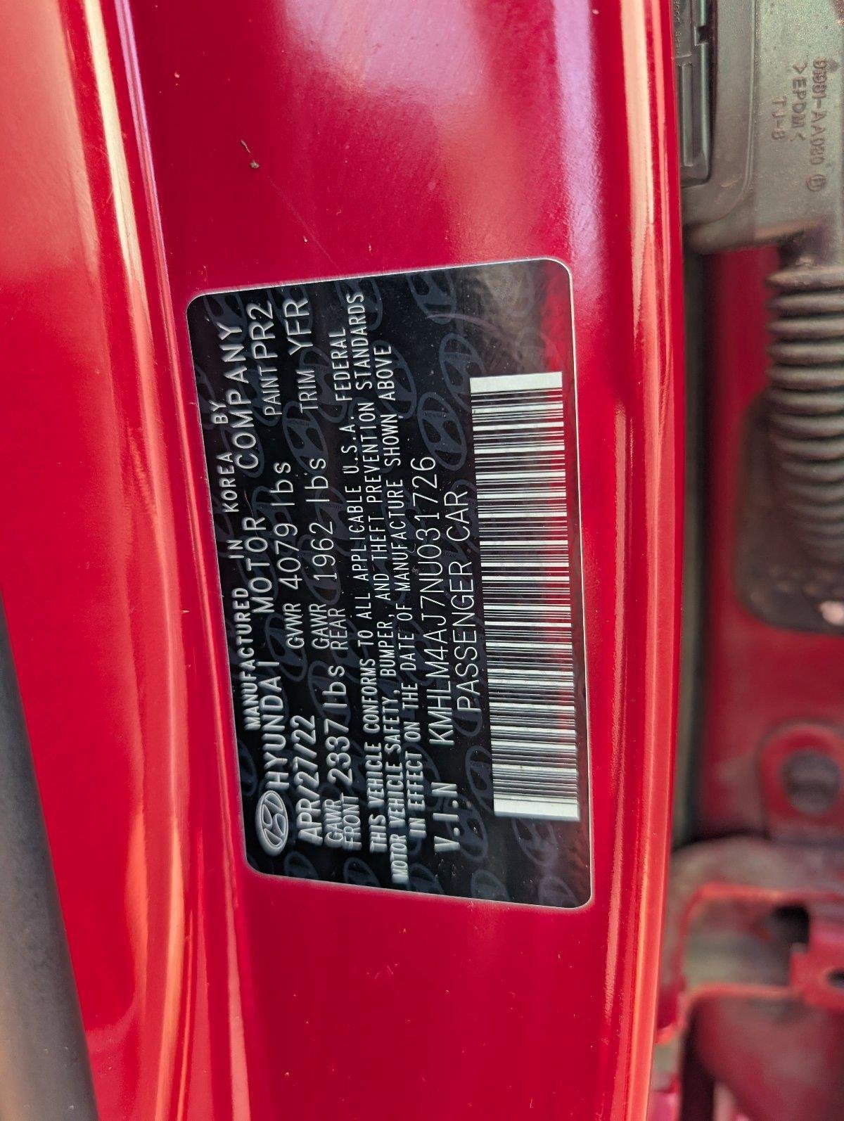 Used 2022 Scarlet Red Pearl Hyundai Blue image 13