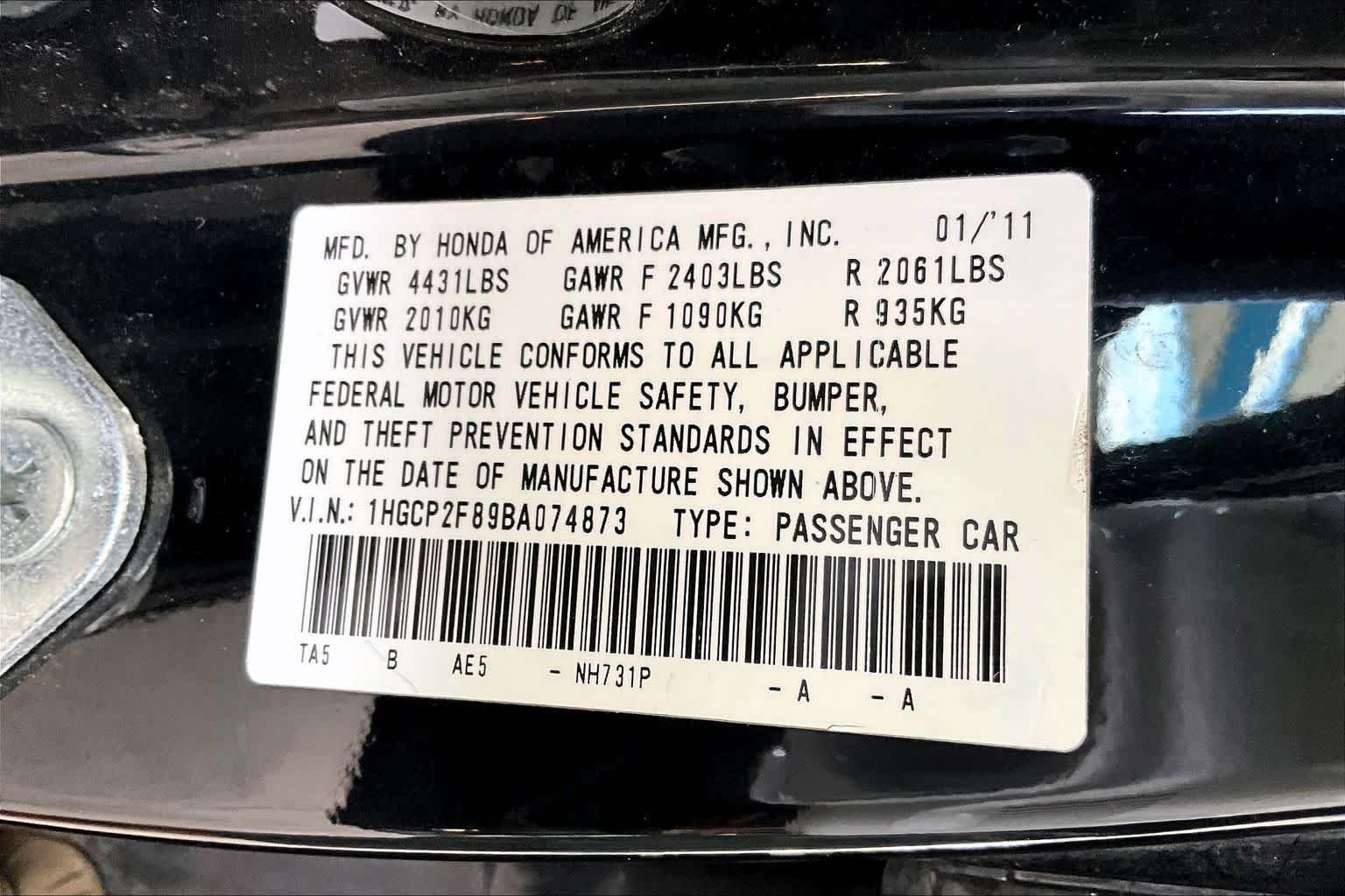Used 2011 Crystal Black Pearl Honda EX-L image 32