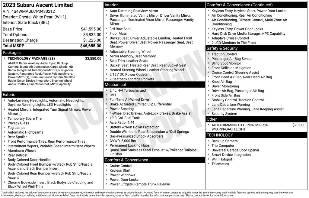 Certified Used 2023 White Subaru Limited image 8