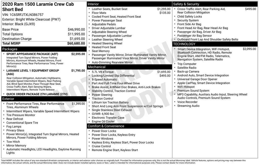Certified Used 2020 White Ram Laramie image 8