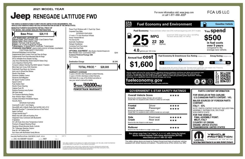 Certified Used 2021 Bikini Metallic Clearcoat Jeep Latitude image 3