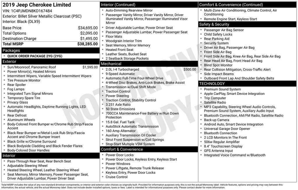 Used 2019 Jeep Cherokee Limited with VIN 1C4PJMDN8KD167484 for sale in Elk River, Minnesota