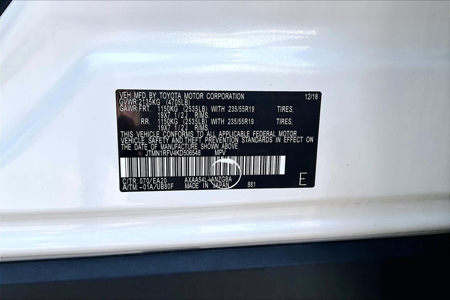 Used 2019 Blizzard Pearl Toyota Limited image 34