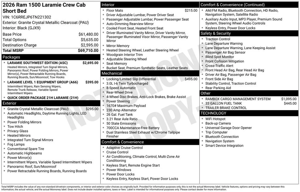New 2026 Granite Crystal Metallic Clear-Coat Exterior Paint RAM Laramie image 5