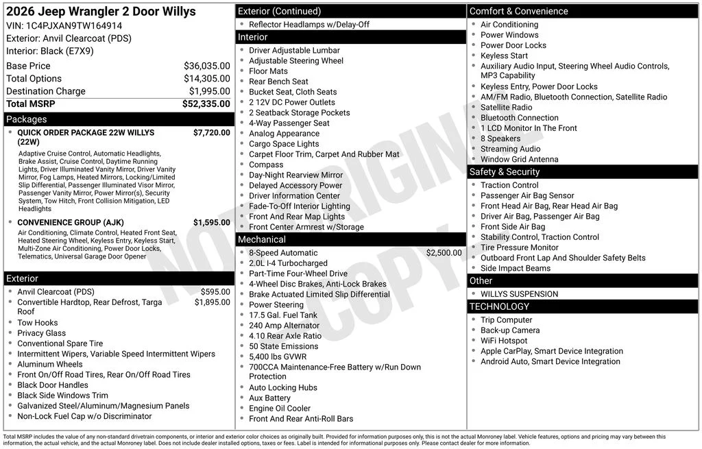 New 2026 Anvil Clear-Coat Exterior Paint Jeep Willys image 6