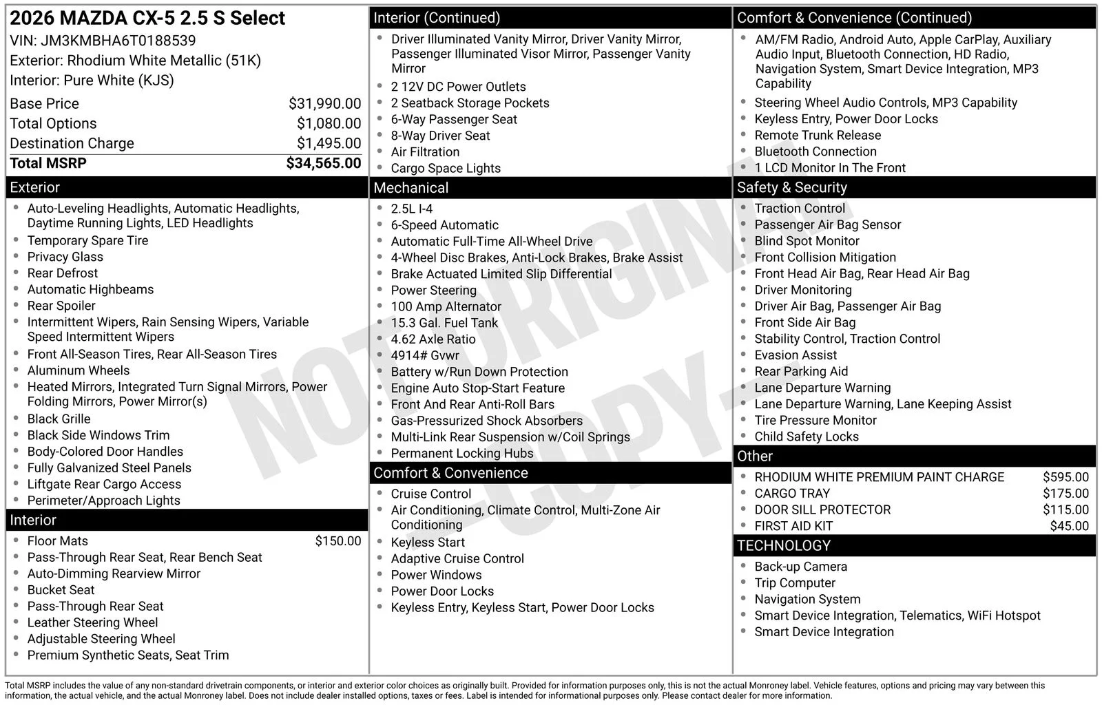 New 2026 Rhodium White Metallic Mazda 2.5 S Select image 4