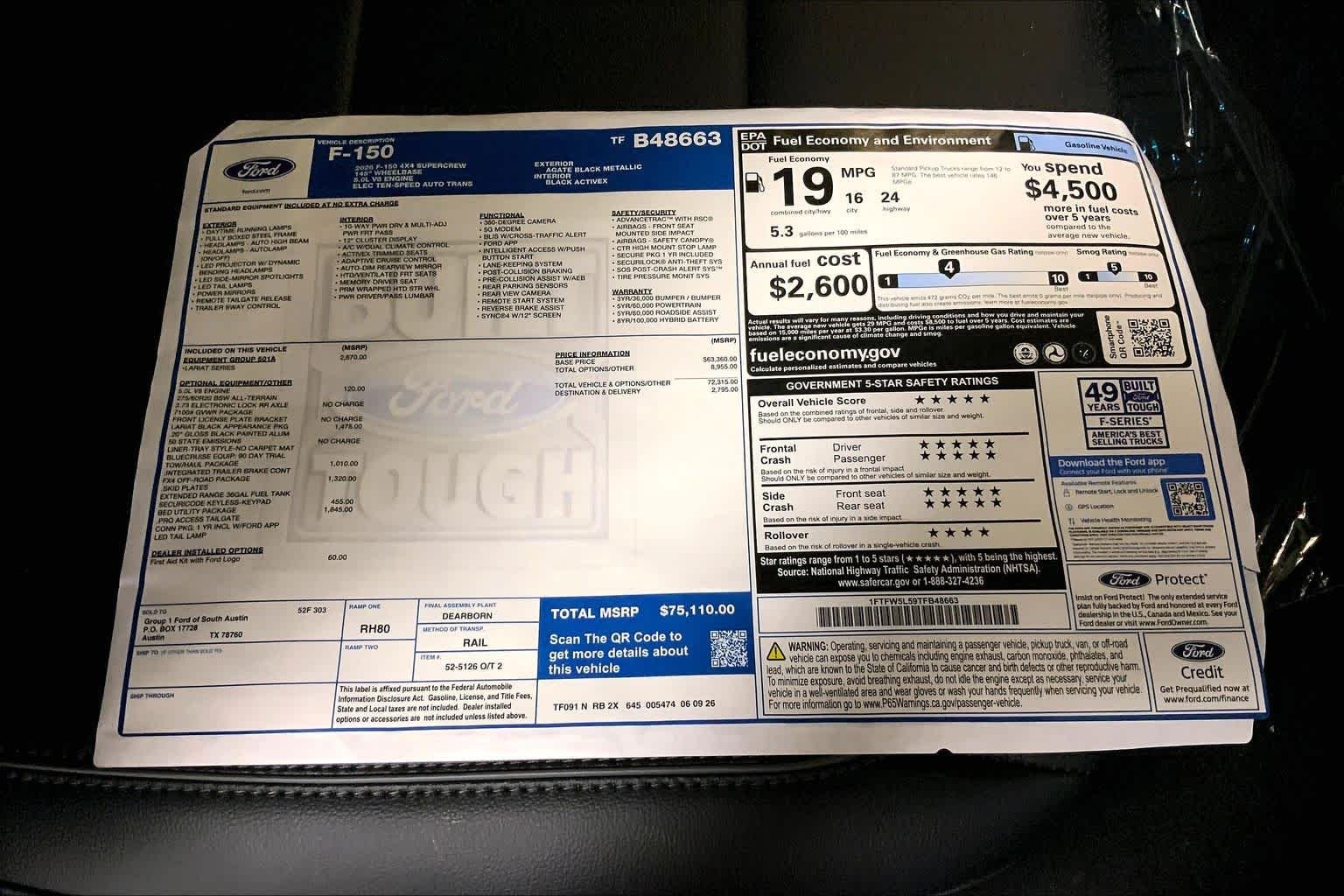New 2026 Agate Black Metallic Ford Lariat® image 21