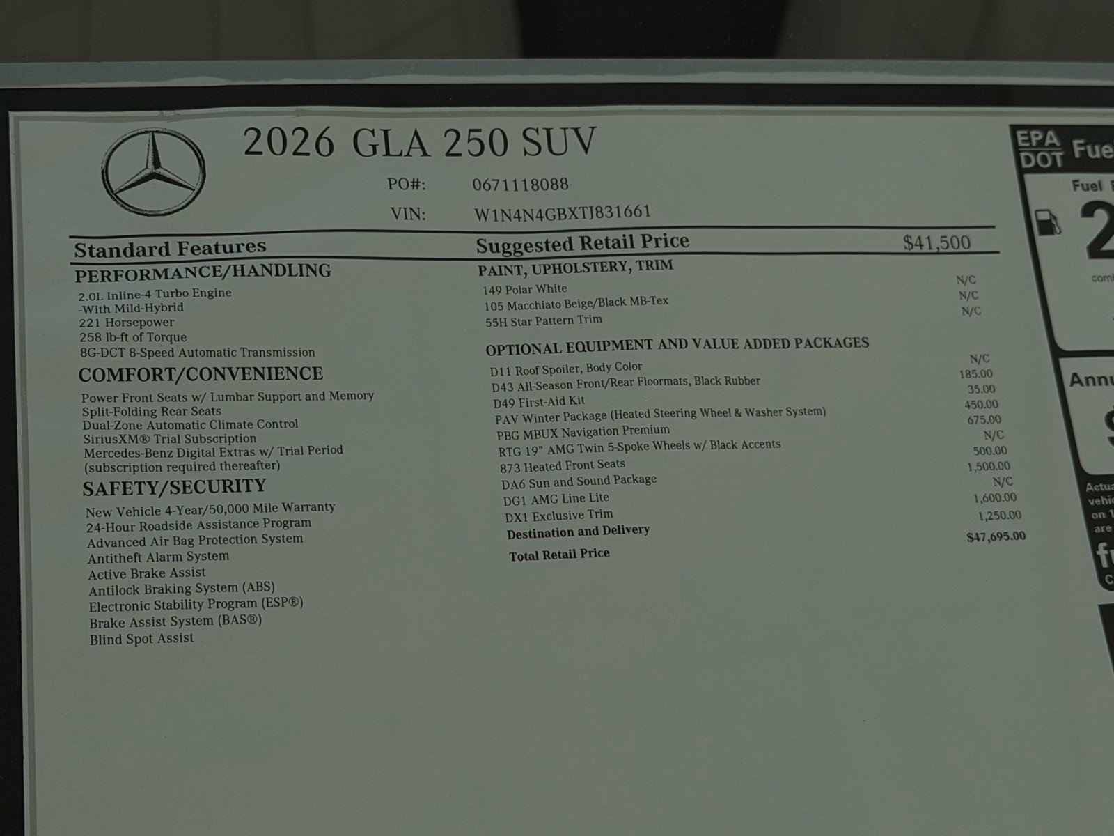 New 2026 Polar White Mercedes-Benz GLA 250 image 48