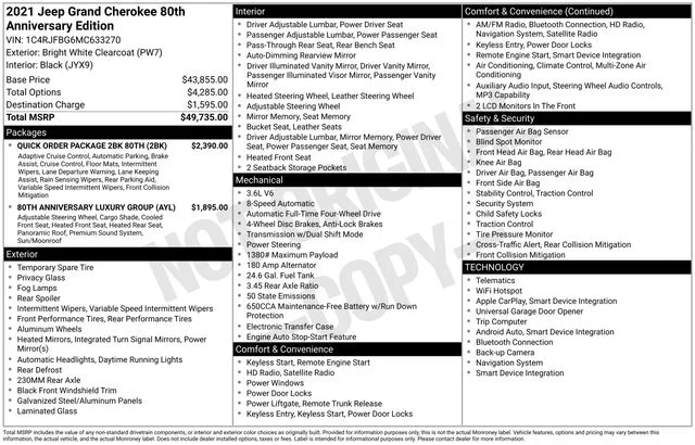 Used 2021 White Jeep Limited image 9