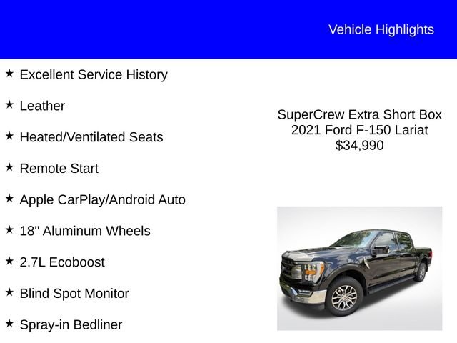 Certified Used 2021 Black Metallic Ford Lariat image 2