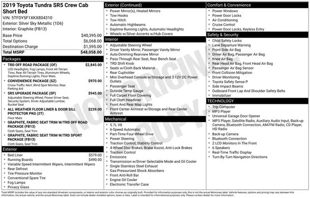 Used 2019 Silver Sky Metallic Toyota SR5 image 34