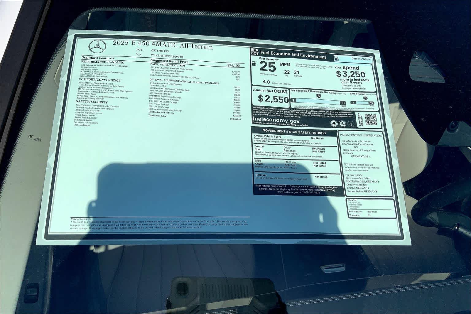Used 2025 MANUFAKTUR Moonlight White Metallic Mercedes-Benz E 450 image 19