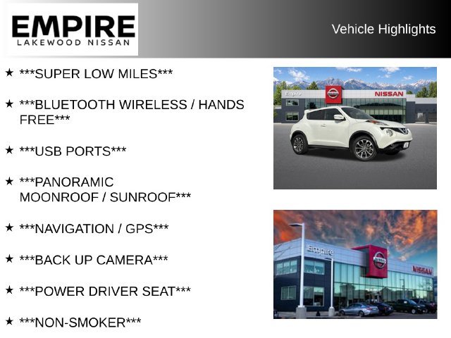 Used 2017 Nissan Juke SL with VIN JN8AF5MV5HT752927 for sale in Lakewood, CO