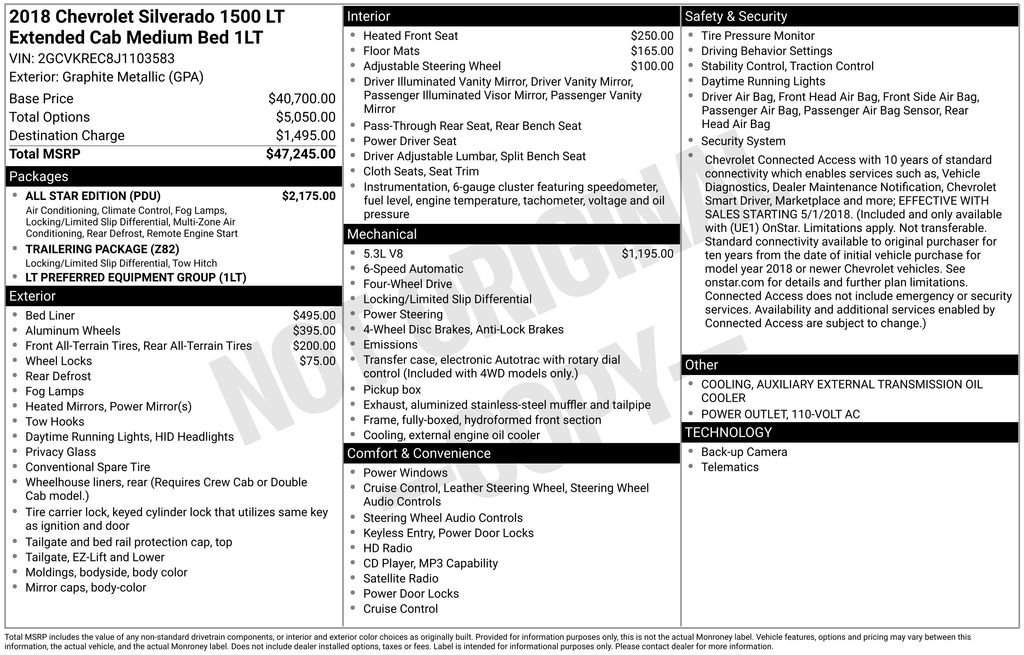 Used 2018 GRAPHITE METALLIC Chevrolet LT image 35